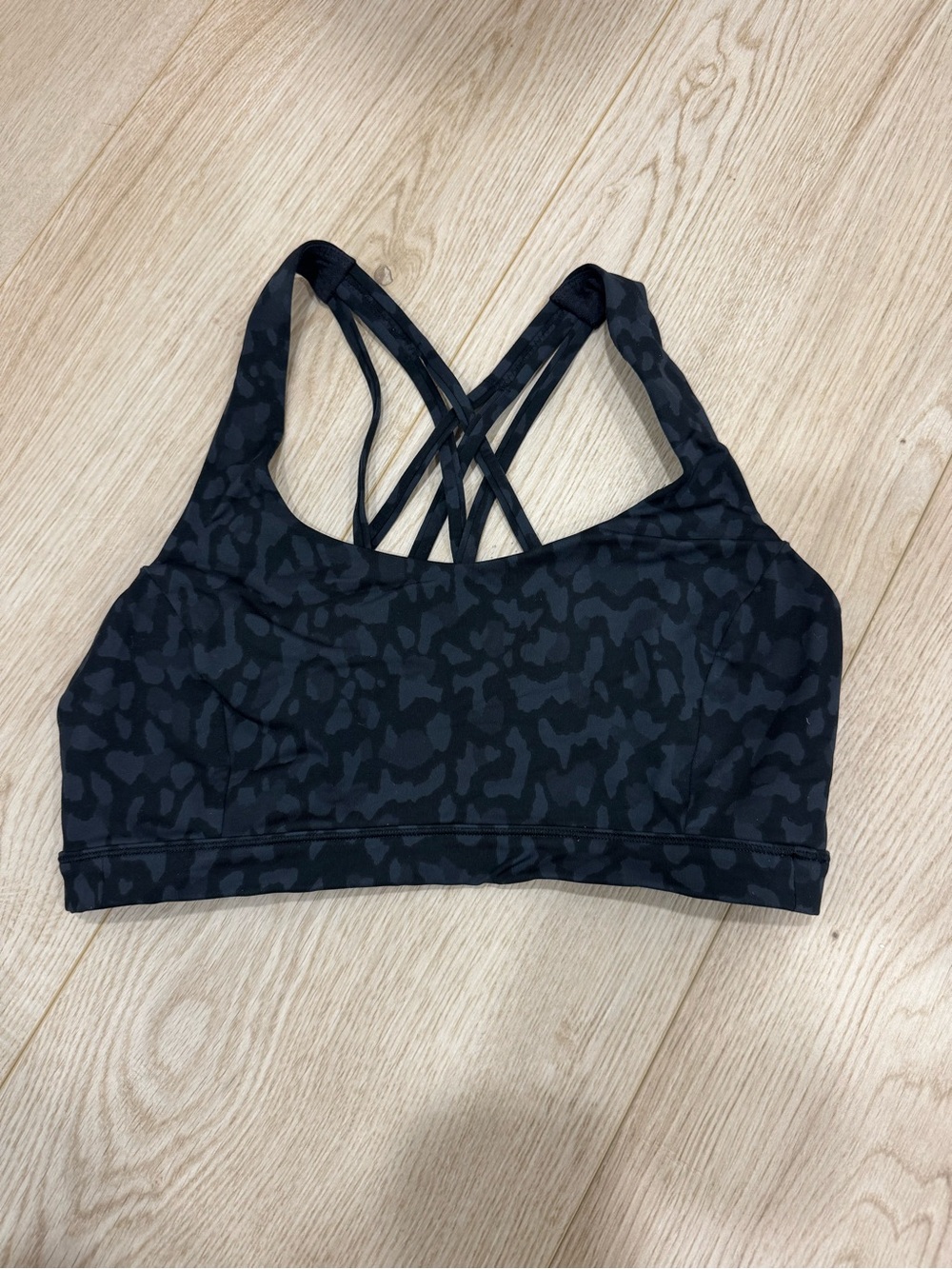 lululemon athletica Black Leopard-Print Strappy Sports Bra